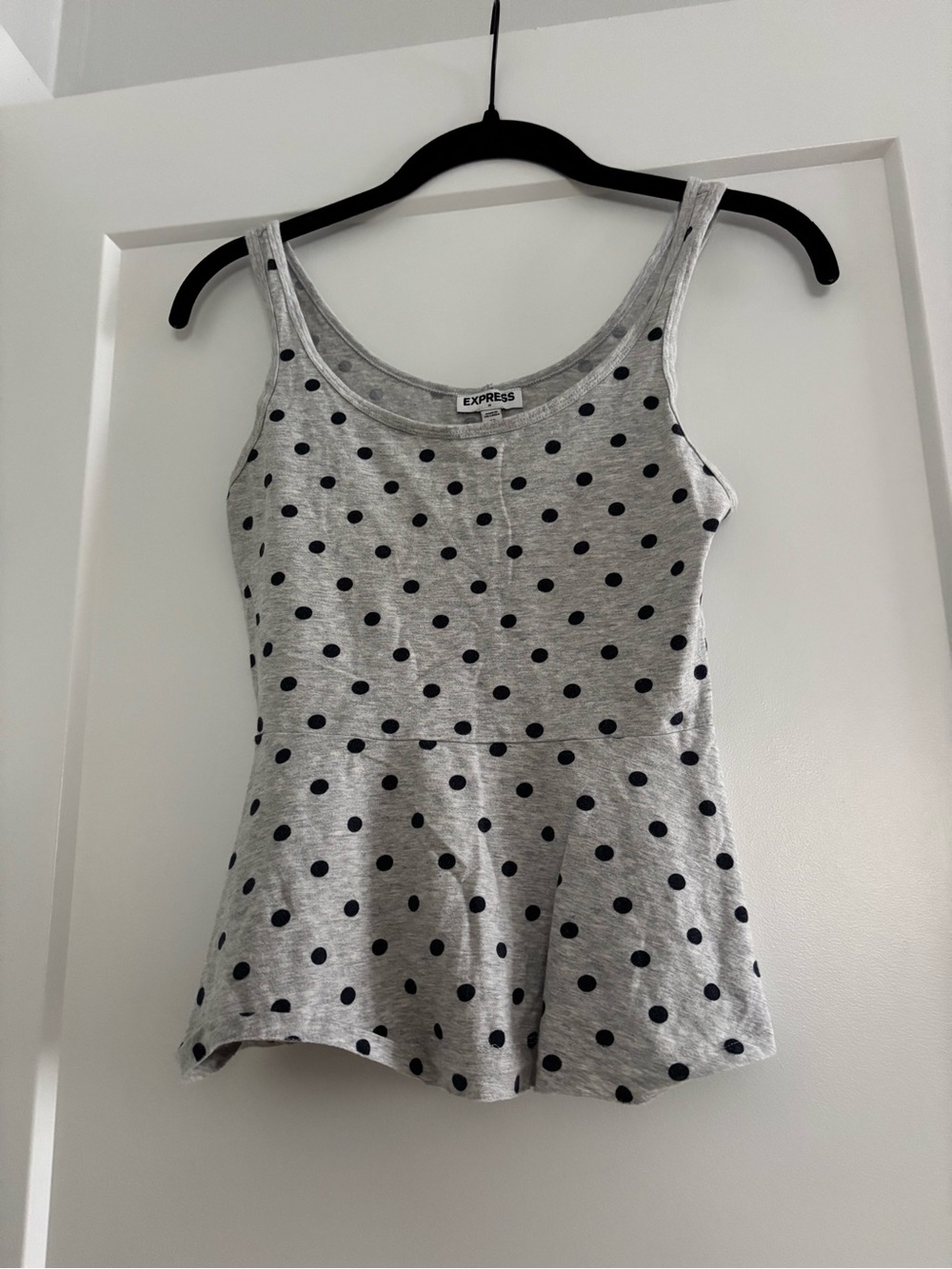 Express Gray Tank Top with Black Polka Dots